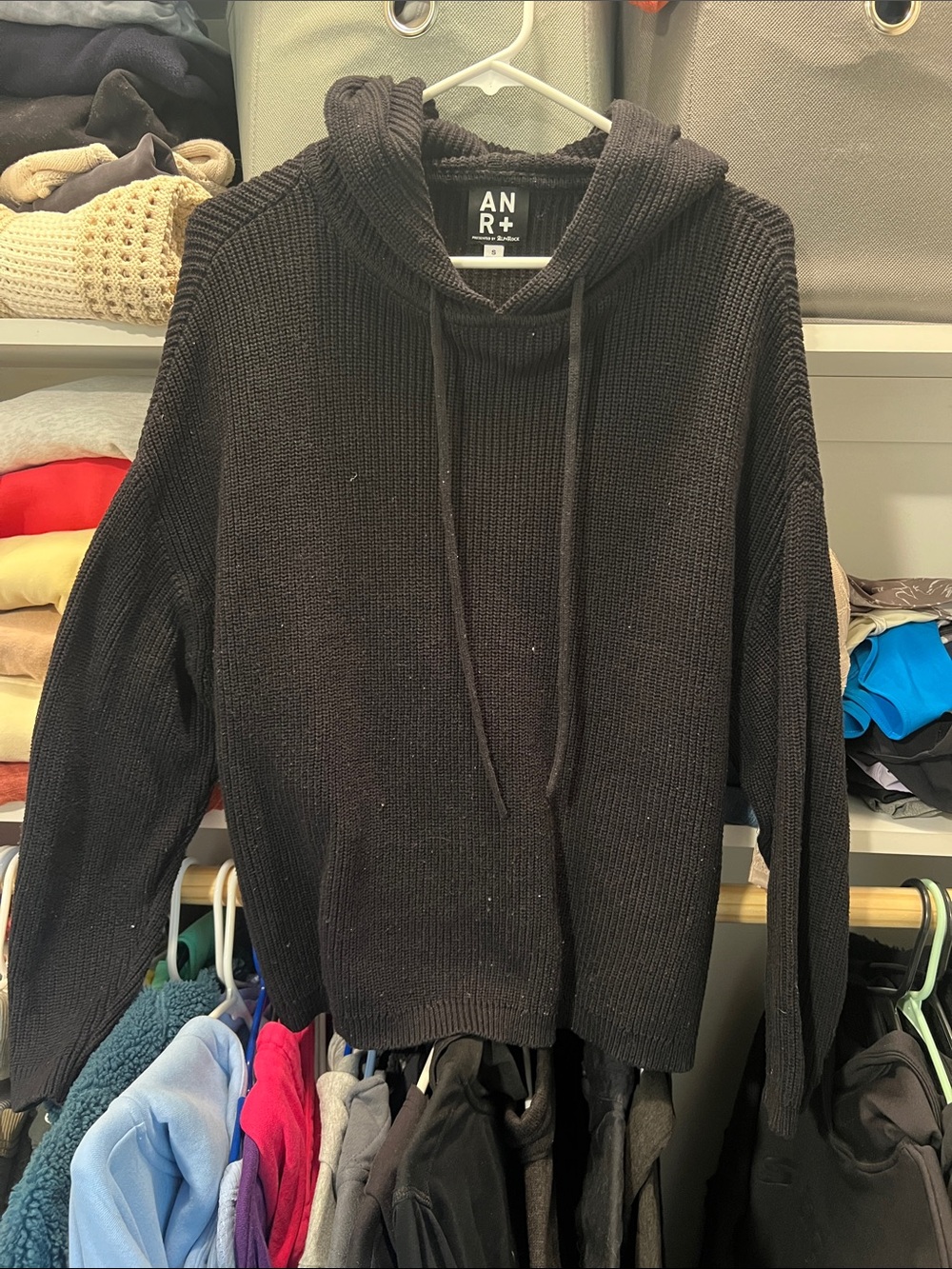Alp N Rock Women's Black Ribbed Crewneck Hoodie Sweater